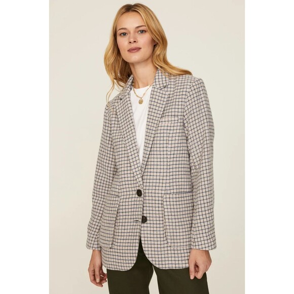 Rails Women's Windsor Plaid Blazer size S Mini Check Plaid Wool Blend - Picture 2 of 12